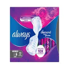 Always Diamond Ultra Thin 10 Pads With Wings