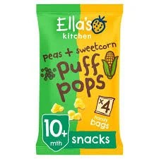 Ellas Kitchen Organic Peas & Sweetcorn Puff Pops 10M+ 4 Pack 36g