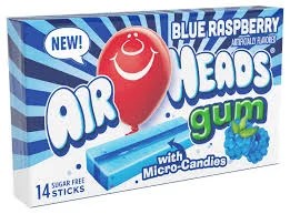 Air Heads Blue Raspberry Sugar Free Gums With Micro Candies (14 Sticks)