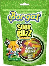 Borgat Sour Buzz Sweet & Sour Filled Sticks Multi Flavour 75g