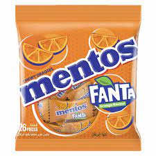 Chewy Dragees Mentos Fanta Orange & FLavour 26 Pieces