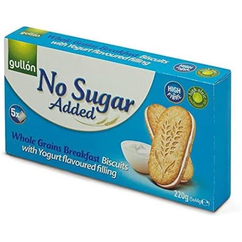 Gullon No Sugar Added Whole Grains Breakfast Biscuits With Yogurt Flavoured Filling 220g (5 x 44g)
