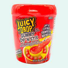 Juicy Drop Candy Gummy Dip N Stix Chewy Sticks and Sour Gel Knock Out Punch Artificially Flavored 96g