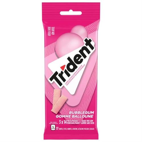 Trident Bubblegum Flavour Sugarfree Gum 3 x 14 Pieces