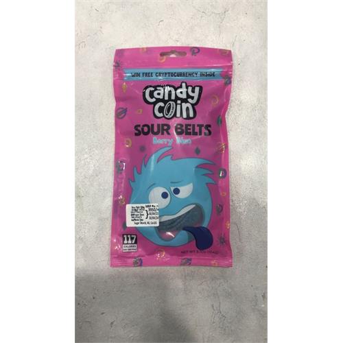 Candy Coin Sour Belts Berry Blue 104g