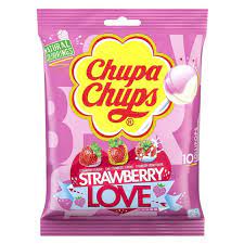 Chupa Chups Strawberry Lollipops (10 Lollipops)