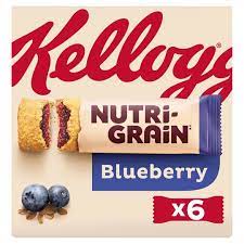 Kelloggs Nutri-Grain Soft Baked Cereal Bar With Blueberry Filling Fortified With Vitamins & Minerals (6x37g Bars) 222g