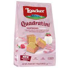 Loacker Quadratini Crispy Wafers With Raspberry-Yoghurt Cream Filling 110g