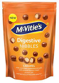 McVities Dijestive Nibbles Milk Chocolate Coated Biscuit Balls With Caramel Flavour Cream 120g