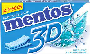 Mentos 3D Fresh Mint 3 Layered Suagrfree Gum 14 Pieces