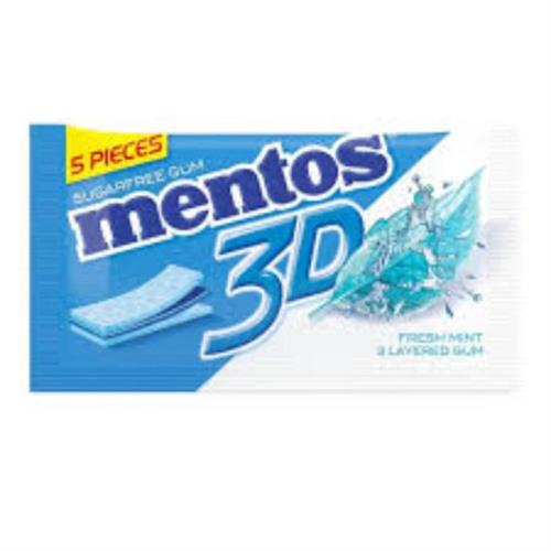 Mentos 3D Fresh Mint Sugarfree 3 Layered Gum (5 Pieces)