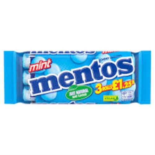 Mentos Chewy Dragees Mint 3 Rolls (3x38g)