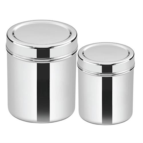 2 Piece Storage Canister Dubba Stainless Steel no 10 no 12 Indian Heavy