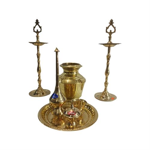 Brass Kuthu Vilakku Welcome Set Normal 7 Piece Combo 