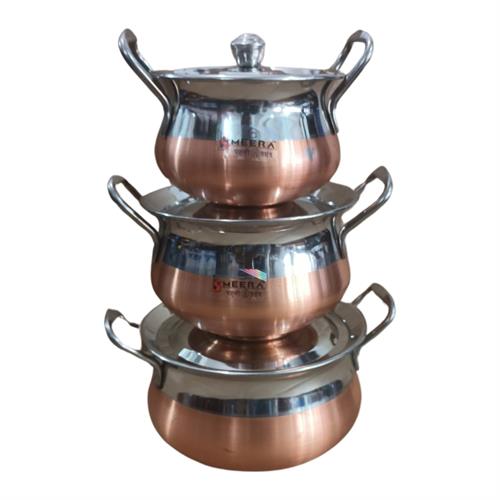 Chatti Set 1 3 Heavy With Lid Copper Bottom Copper Bottom Stainless Steel