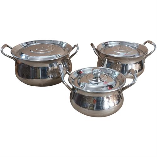 Chatti Set 1 3 Heavy With Lid Copper Bottom Stainless Steel Laser Patter