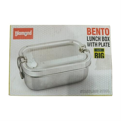 Lunch Box With Plate Bento Diamond With Single Plate Stainless Steel Big Indian 