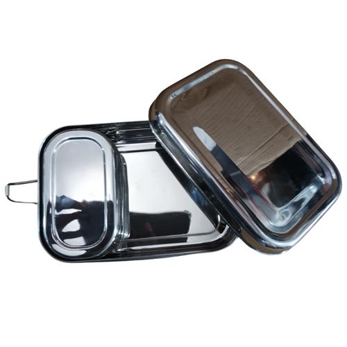 Lunch Box With Plate Rectangle Diamond With Kotori Stainless Steel Big Indian 