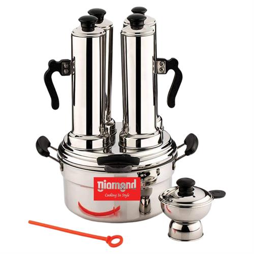 Diamond 4 in 1 Puttu Maker with Chiratta Puttu Steamer SS-421 Stainless Steel