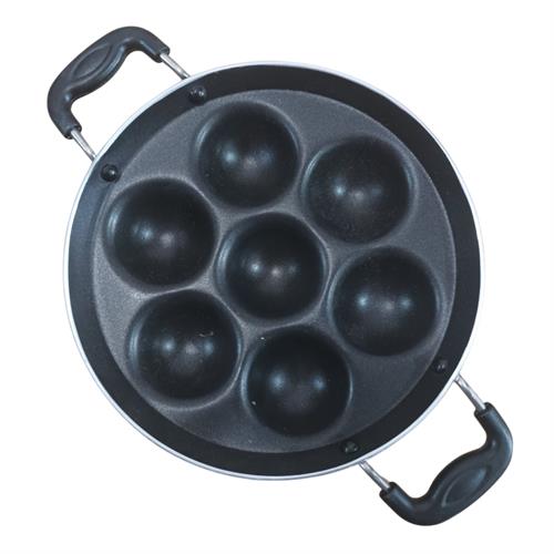 Kuli Paniyaram 7 Scoops Appakara 1 year warranty Diamond With Lid 3mm Nonstick 23cm