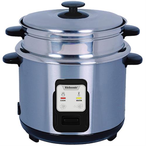 Rice Cooker Stainless Steel Bowl & Steamer 2.8L Richsonic