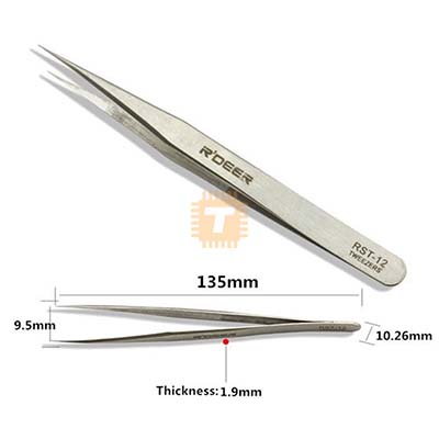 Tweezer Metal Non-magnetic Straight Short RST-12 (Good Quality) (TA0031)