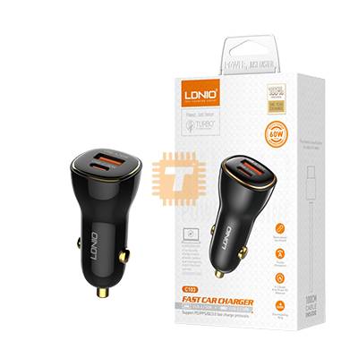 LDNIO C103 Fast Car Phone Charger USB-A/Type-C 60W (PS0105)