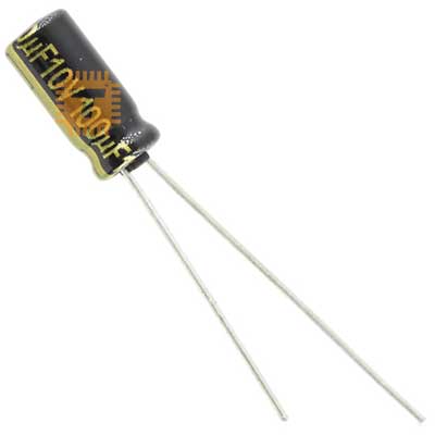 100uF 10V Electrolytic Capacitor THT (CA0073)