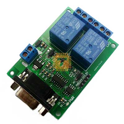 12VDC 2 Way 2 Channel Relay Module with DB9 Serial Port RS232 Interface (MD0296)