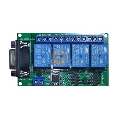 12VDC 4 Way 4 Channel Relay Module with DB9 Serial Port RS232 Interface (MD0297)