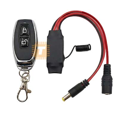 1-Channel 433MHz Wireless RF Remote Controller Black 2-Button On/Off Lock/Unlock with 3.3-12V Receiver with Barrel Male/Female Jacks (MD0987)