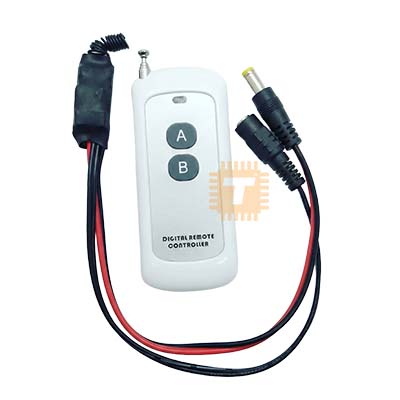 1-Channel 433MHz Wireless RF Remote Controller White 2-Button On/Off Lock/Unlock with 3.3-12V Receiver with Barrel Male/Female Jacks (MD0988)