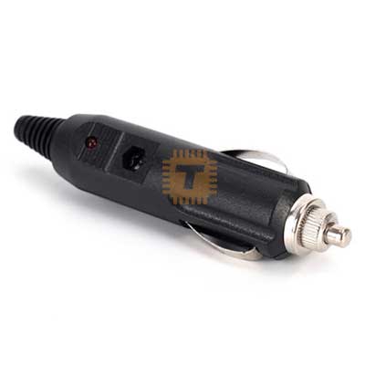 Car Cigarette Lighter Socket Connector 12V Male with Fuse Red LED (CN0024)
