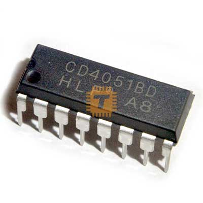 CD4051 CMOS Single 8-Channel Analog Multiplexers/Demultiplexerswith Logic Level Conversion (IC0186)