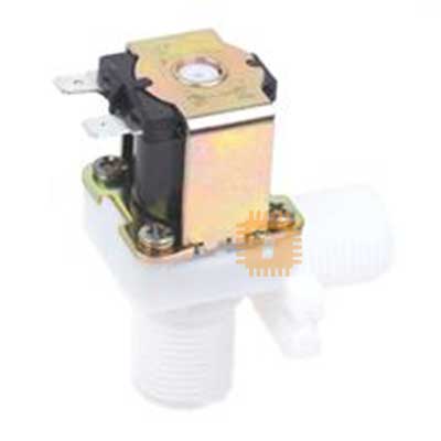 Electric Solenoid Valve Angle L-shape 0.5-inch 24VDC NC Plastic Water (RL0044)