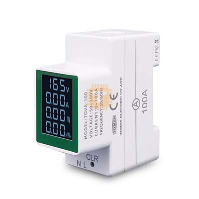 Energy Meter TOVA-100 230VAC 100A 50/60Hz 4-in-1 LCD Display Single Phase Din Rail TOMZN (TA0812)