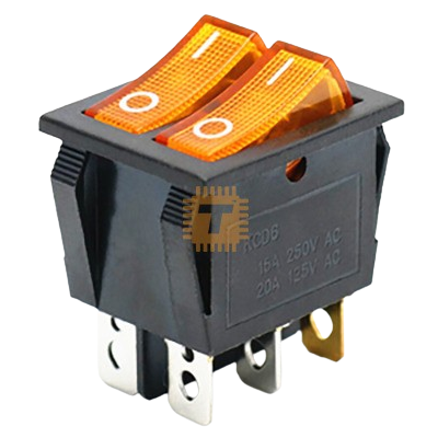 KCD8-212N Orange Twin Rocker Switch With Lamp 20A 125V (BU0120)