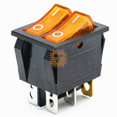 KCD8-212N Orange Twin Rocker Switch With Lamp 20A 125V (BU0120)