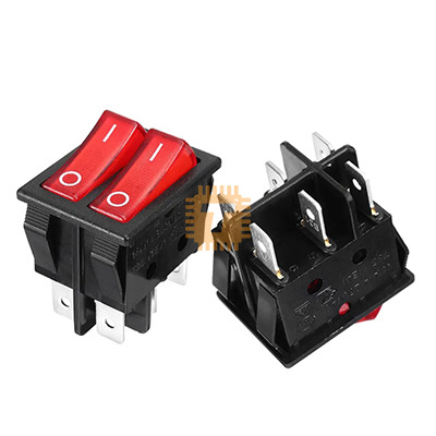 KCD8-212N Red Twin Rocker Switch With Lamp 20A 125V (BU0118)