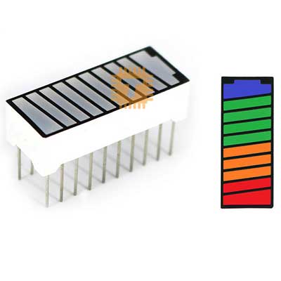 LED Bar Graph Display Battery 4 Colour 10 Segment Blue Green Yellow Red (DM0036)