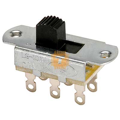 Miniature SPDT Slide Switch 6-Pin 125VAC 6A (ON-OF-ON) (BU0115)