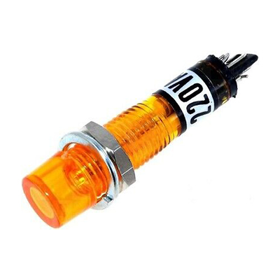 Neon Lamp Indicator Orange Panel Mount 8mm 230VAC (NL0026)