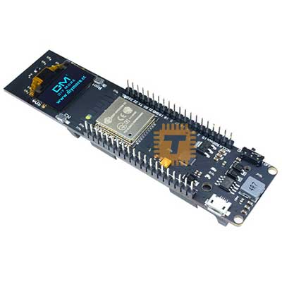 NodeMCU ESP32 WiFi Bluetooth with 0.96 inch OLED Display Yellow & Blue CP2102 18650 Battery Holder (MD0311)