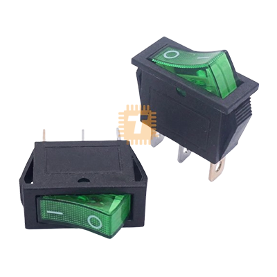 SPST Green Light Rectangular Rocker Switch Big 3-Pin 250VAC 15A / 125VAC 20A (BU0092)