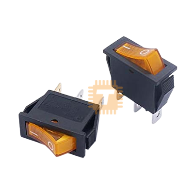 SPST Orange Light Rectangular Rocker Switch Big 3-Pin 250VAC 15A / 125VAC 20A (BU0091)