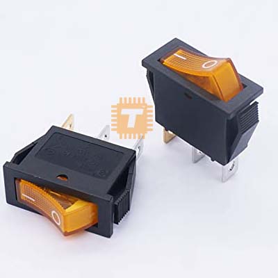 SPST Orange Light Rectangular Rocker Switch Big 3-Pin 250VAC 15A / 125VAC 20A (BU0091)