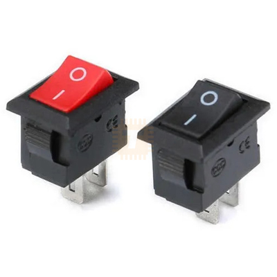 SPST Rectangular Rocker Switch Black/Red 2-Pin (BU0028)