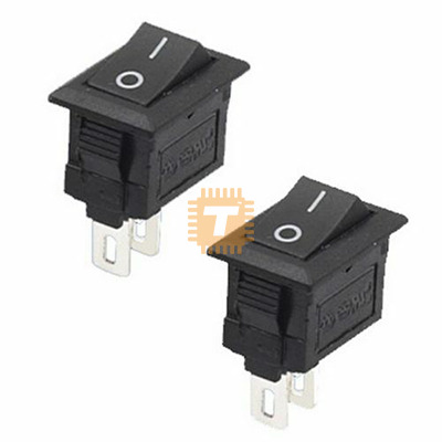 SPST Rectangular Rocker Switch Black/Red 2-Pin (Mini) (BU0071)