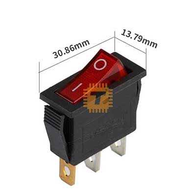 SPST Red Light Rectangular Rocker Switch Big 3-Pin 250VAC 15A / 125VAC 20A (BU0044)