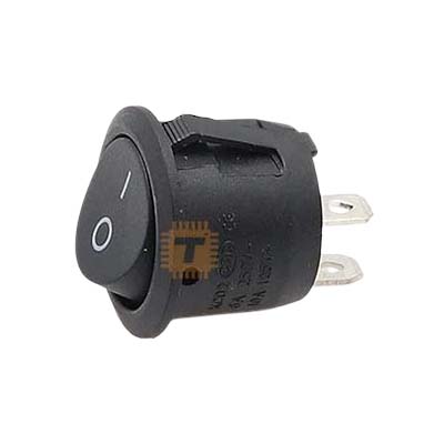 SPST Round Rocker Switch Black 2-Pin 6A 250V (BU0108)